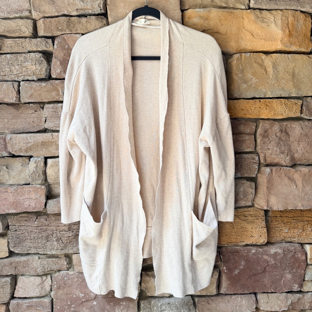 Pact Women XS/S Pact Airplane Wrap Organic Cotton Open Cardigan Sweater Oatmeal